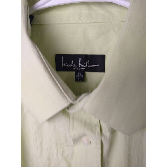 Nicole Miller Men's Light Green Collar Button Up Dress Shirt. Size XL - Picture 4 of 10